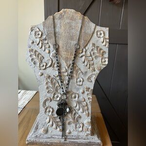 Black and silver multi charm necklace